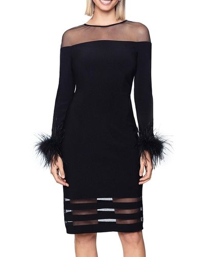 Betsy & Adam Feather Illusion Sheath Dress - Black