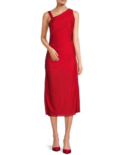 BOSS Eperla Ruched Midi Dress - Red