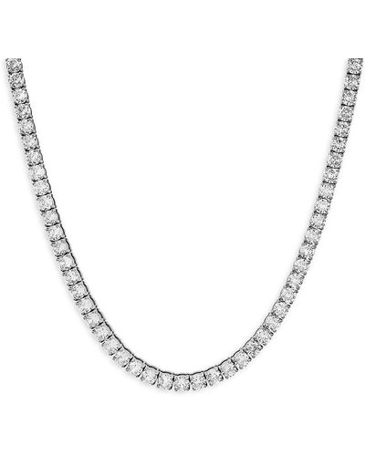 Anthony Jacobs Stainless Steel & Simulated Diamond Tennis Necklace - Metallic