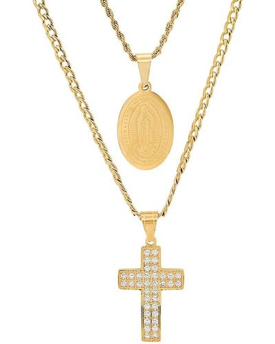 Anthony Jacobs 18k Goldplated Stainless Steel & Simulated Diamond Layered Pendant Necklace - Metallic