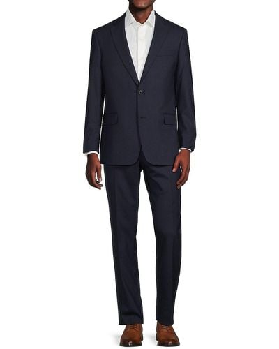 Saks Fifth Avenue Modern Fit Wool Blend Suit - Blue