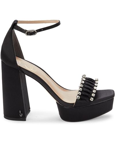 Sam Edelman Ninette Embellished Satin Sandals - Black