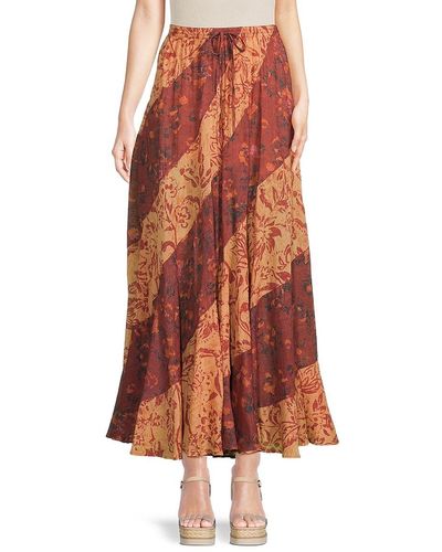 Free People Jackie Floral Maxi Skirt - Orange