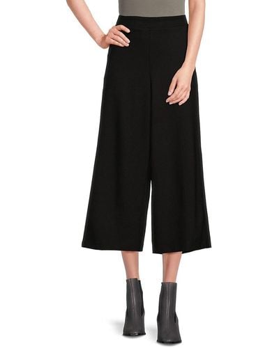 Adrianna Papell Cropped Wide Leg Trousers - Black