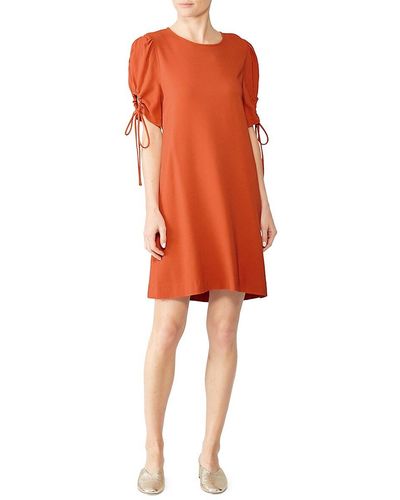 See By Chloé Ruched Sleeve Mini Shift Dress - Orange