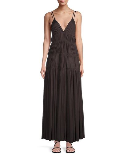 Rebecca Taylor Ruched Mesh Maxi Dress - Black