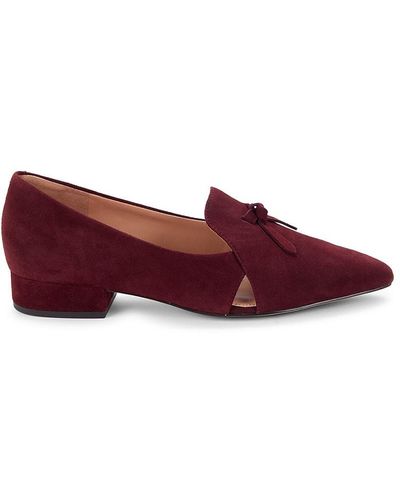 Cole Haan Viola Skimmer Block Heel Suede Loafers - Red