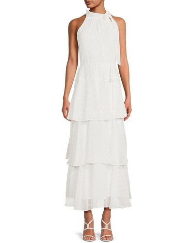 Julia Jordan Tiered A Line Maxi Dress - White