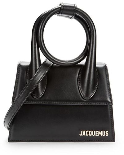 Jacquemus Le Chiquito Logo Leather Two Way Top Handle Bag - Black