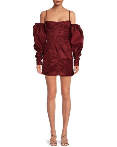 LAQUAN SMITH 'Puff Sleeve Corset Mini Dress - Red