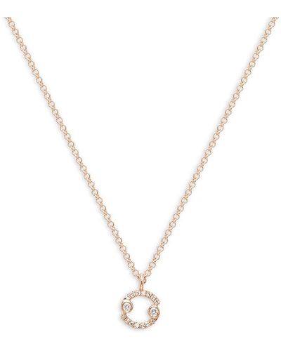 EF Collection 14k Rose Gold & 0.05 Tcw Diamond Zodiac Cancer Pendant Necklace/14" - Metallic