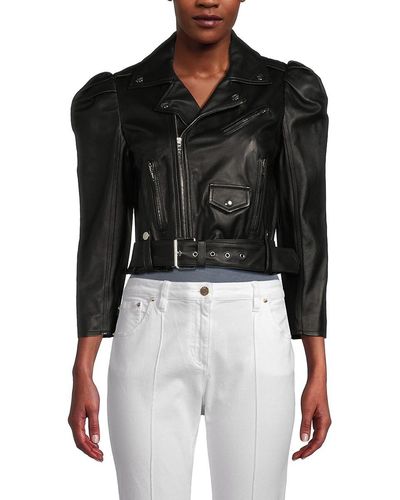 RED Valentino Leather Cropped Jacket - Black