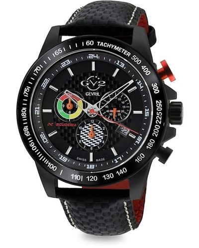 Gv2 Scuderia 45mm Stainless Steel & Leather Strrap Chronograph Watch - Black