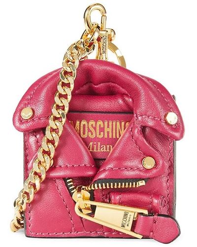 Moschino Logo Leather Convertible Clutch - Red