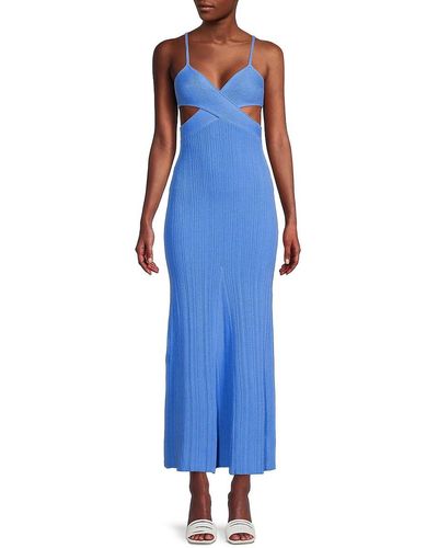 Anna Quan Ribbed Cutout Maxi Dress - Blue