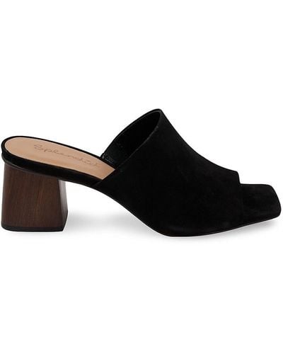 Splendid Block Heel Suede Sandals - Black