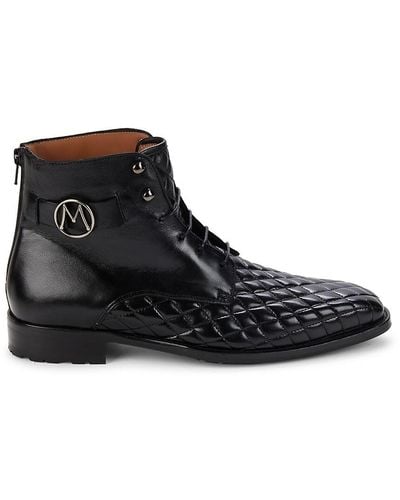 Mezlan Quilted Leather Boots - Black