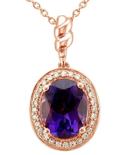 Le Vian 14k Strawberry Gold®, Grape Amethysttm & Vanilla Diamond® Pendant Necklace - Blue