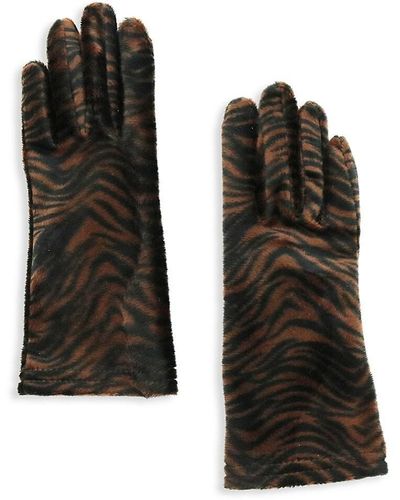 Portolano Zebra Pattern Velvet Gloves - Black