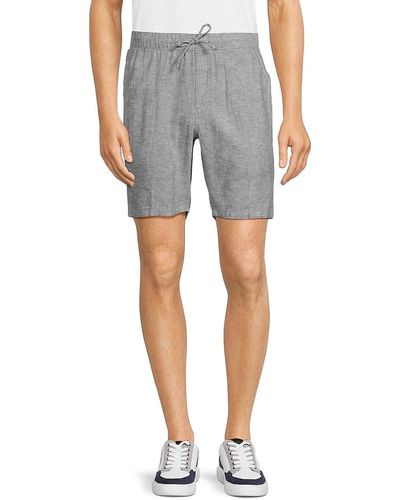 Saks Fifth Avenue Saks Fifth Avenue Linen Blend Drawstring Shorts - Grey