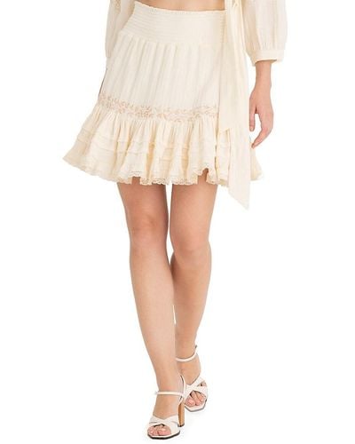 SECRET MISSION Ibiza Amie Smocked Waist Mini Skirt - White