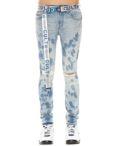 Cult Of Individuality Punk Ripped Super Skinny Jeans - Blue