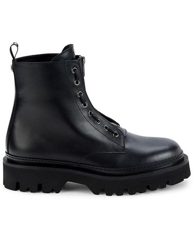 John Richmond Leather Ankle Hiker Boots - Black