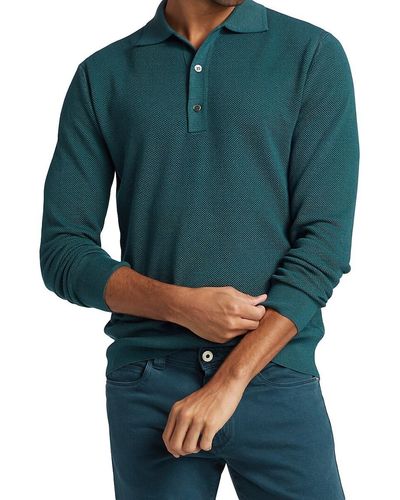 Loro Piana Silk & Cashmere Long-sleeve Polo Shirt - Multicolor