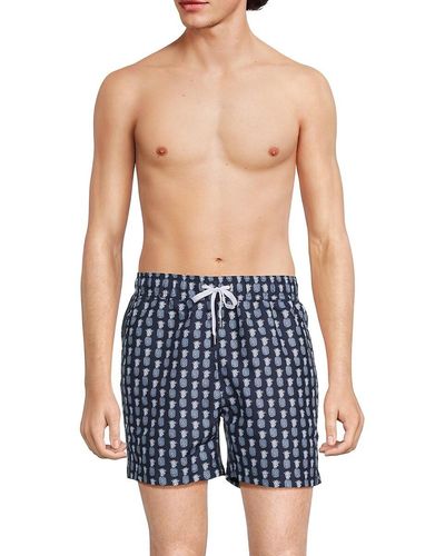 Onia Geo Pineapple Print Swim Shorts - Blue