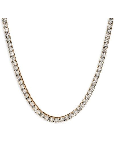 Anthony Jacobs 18K Plated Stainless Steel Diamond Simulated Tennis Necklace - Metallic