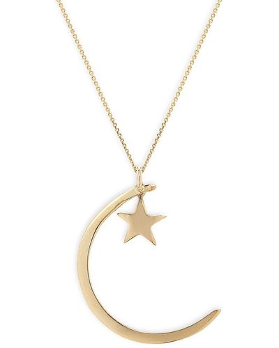 Zoe Chicco Symbols 14k Yellow Gold Star & Moon Pendant Necklace - Metallic