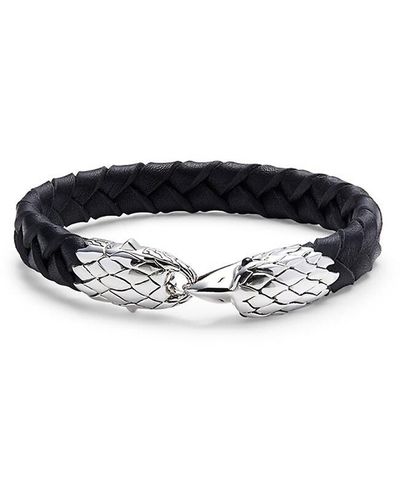 John Hardy Sterling Silver & Leather Braided Bracelet - Black