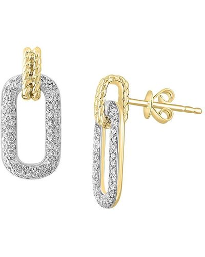 Effy 14k Yellow Gold, Rhodium & 0.45 Tcw Diamond Drop Earrings - Metallic