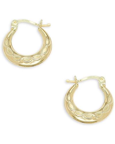 Argento Vivo 18k Goldplated Sterling Silver Textured Hoop Earrings - Metallic