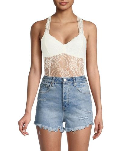 Free People Midnight Hour Lace Bodysuit - Blue