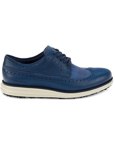 Cole Haan Leather Wingtip Brogue Shoes - Blue