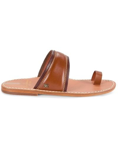 Sam Edelman Margit Leather One Toe Flat Sandals - Brown