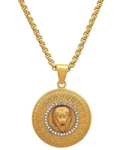Anthony Jacobs 18k Goldplated Stainless Steel & Simulated Diamond Regal Lion Head Pendant Necklace - Metallic