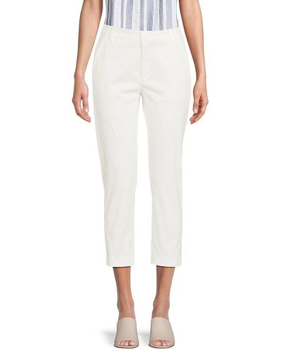 Vince Flat Front Cropped Chino Trousers - White