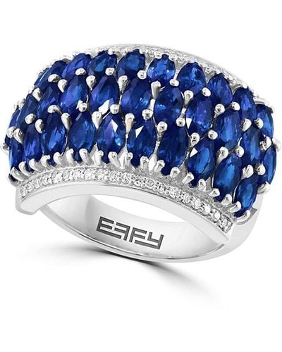 Effy 14k White Gold, Sapphire & Diamond Ring - Blue