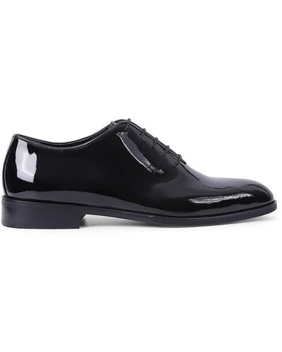 VELLAPAIS Peterson Wholecut Patent Leather Oxford Shoes - Black