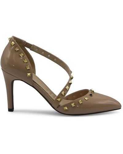 Adrienne Vittadini Newly Faux Suede Studded Court Shoes - Metallic