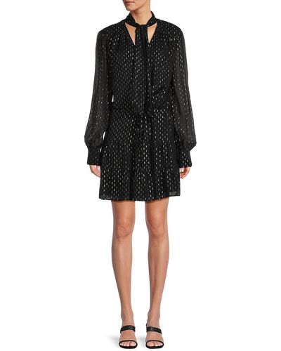 PAIGE Cleobelle Metallic Swiss Dot Dress - Black