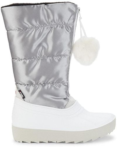 Pajar Fay Quilted Faux Fur Pom Pom Snow Boots - Grey