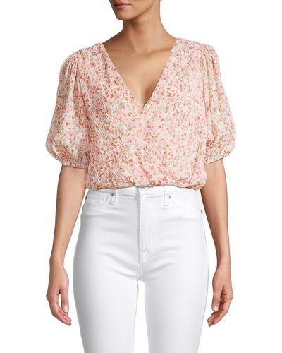 Lush Floral Tie Back Crop Top - White