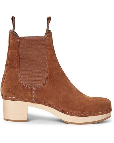 Loeffler Randall Anabelle Leather Clog Boots - Brown