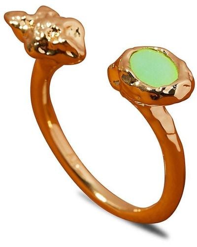 Alexis Asterales 14k Goldplated & Chrysoprase Nugget Open Ring - Metallic