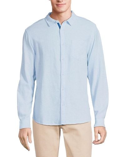 Vintage Summer Linen Blend Shirt - Blue