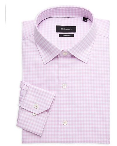 Bugatchi Slim Fit Checked Dress Shirt - Pink