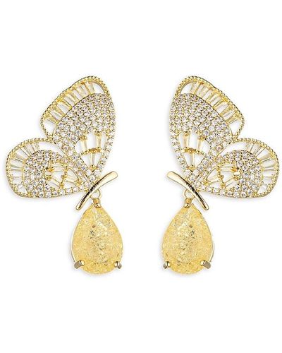 Eye Candy LA Luxe 18k Goldplated & Cubic Zirconia Monarch Butterfly Dangle Earrings - Metallic